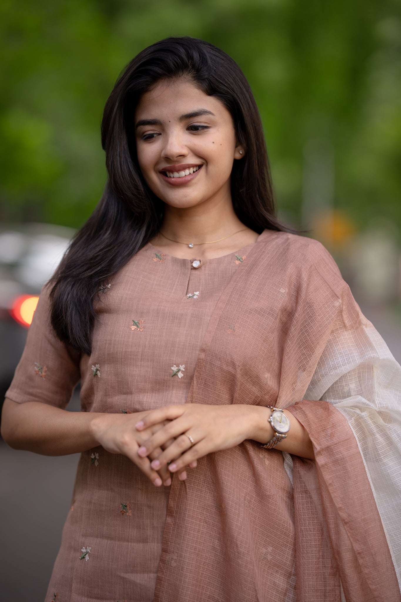 Almond Blush Linen 3 piece suit