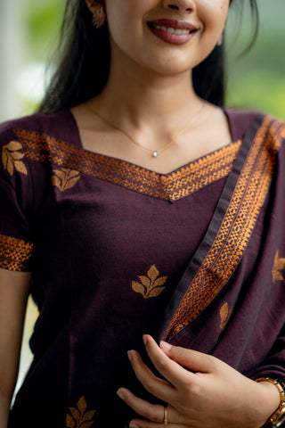 Deep plum cotton silk 3 piece suit