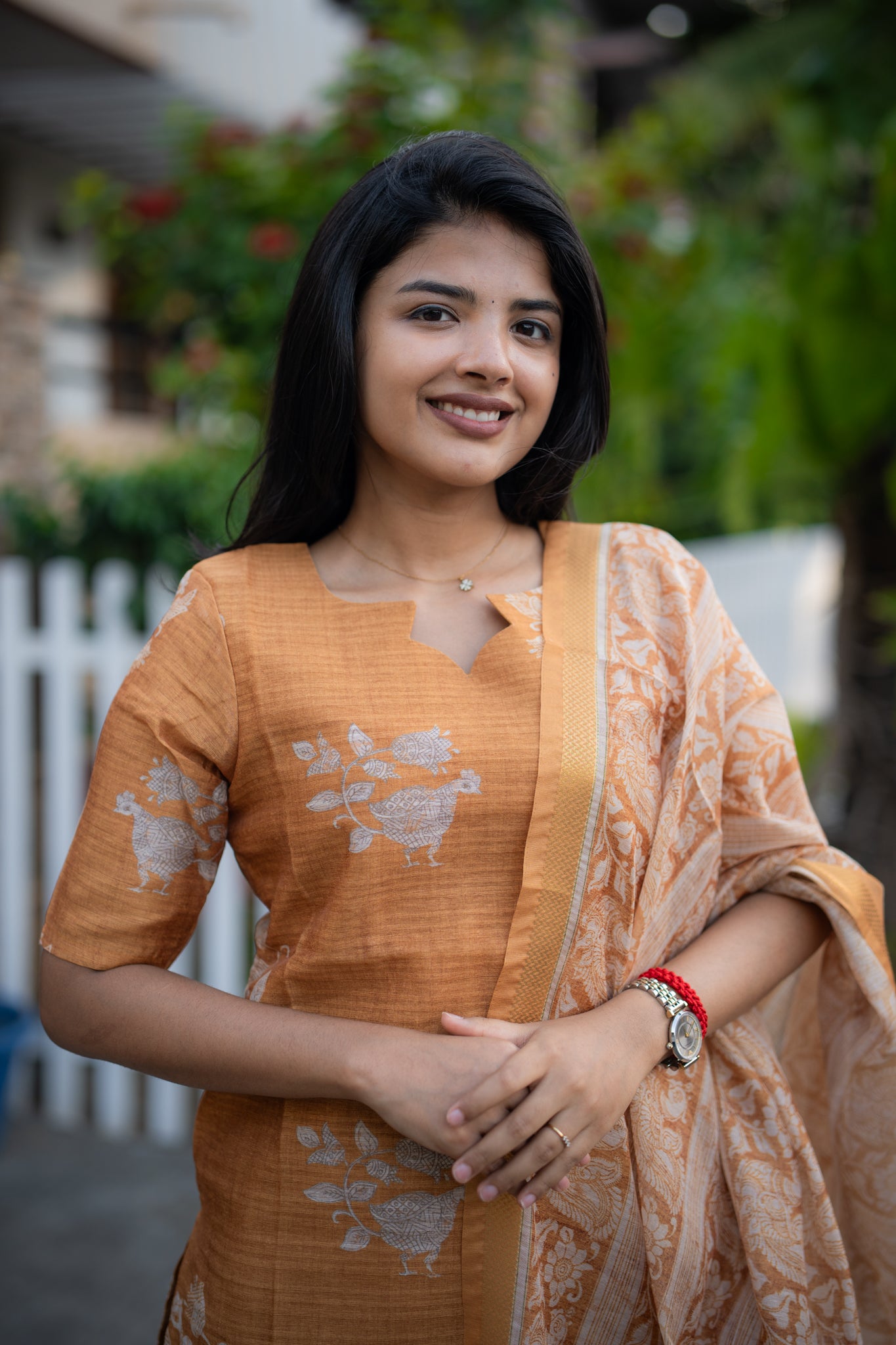 Apricot bloom Munga silk 3 Piece Suit