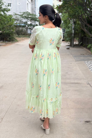 Green Mul Chanderi Maxi
