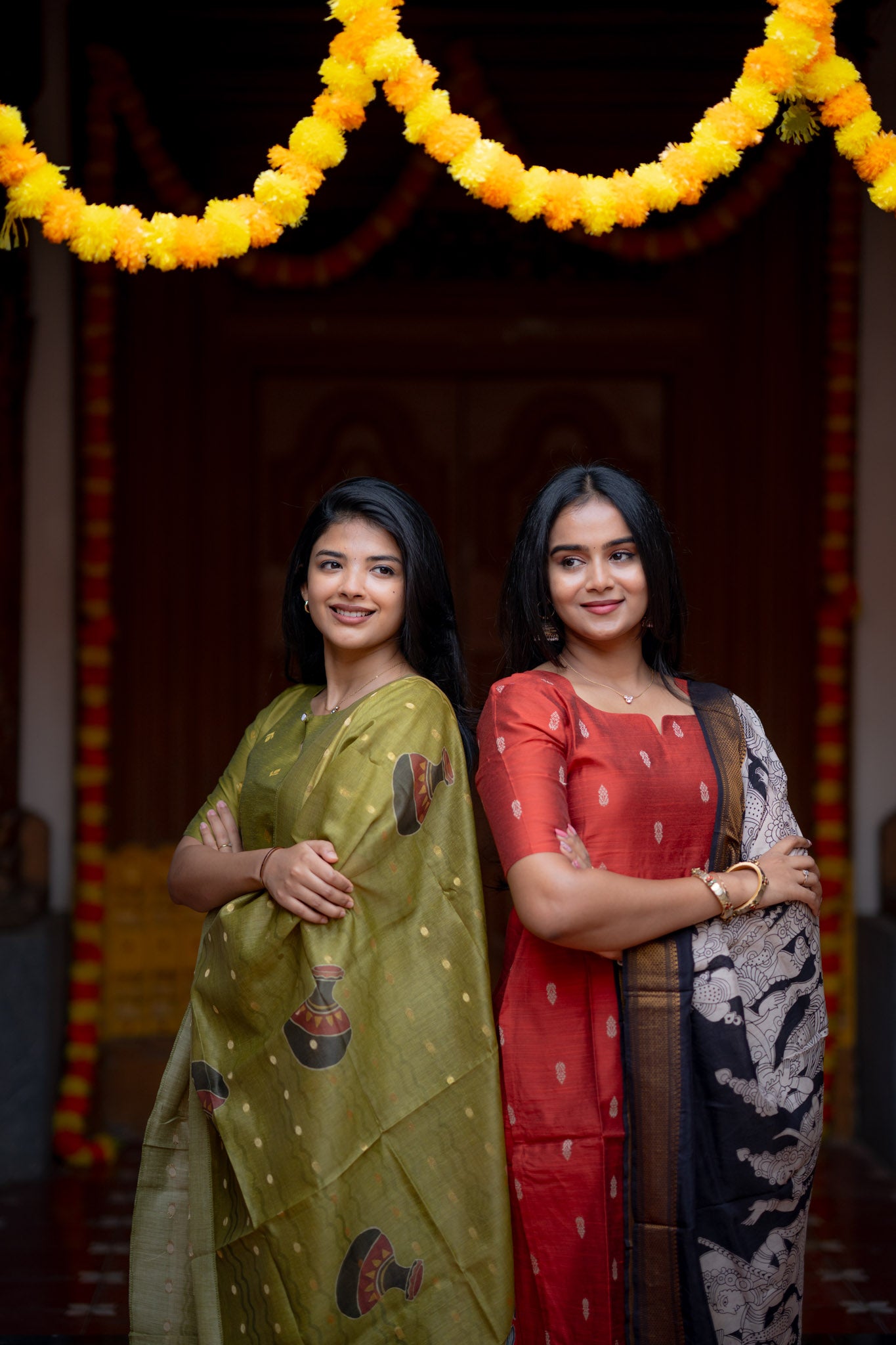 Rust Kalamkari Rawsilk 3 Piece Suit