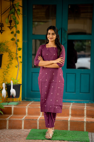 Plum Serenade handloom Coords