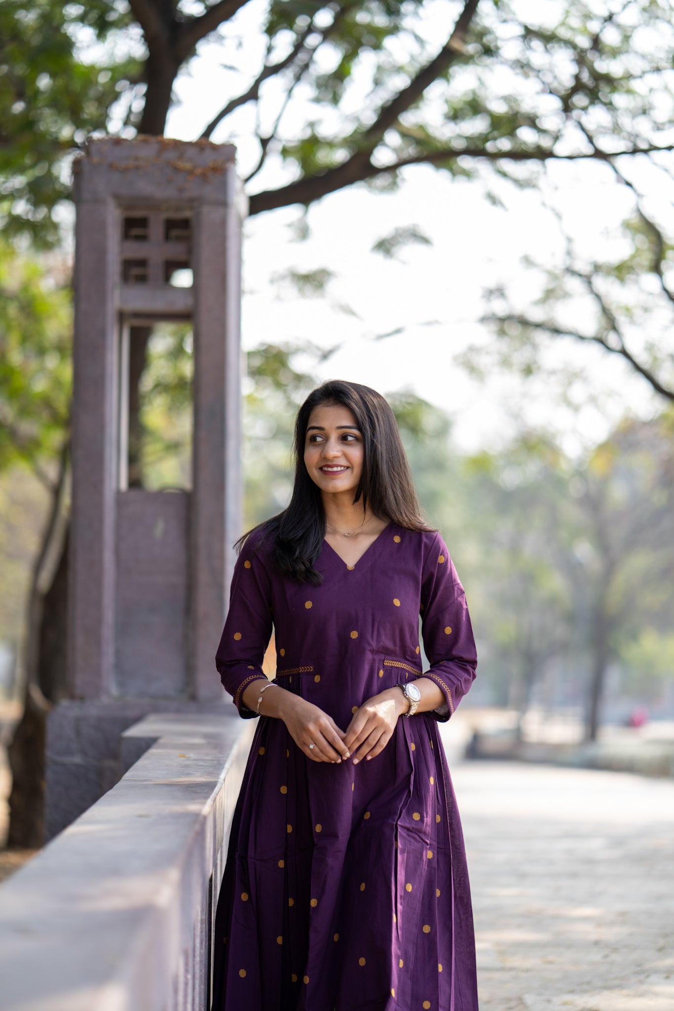 Wine Inked Aline handloom kurta set