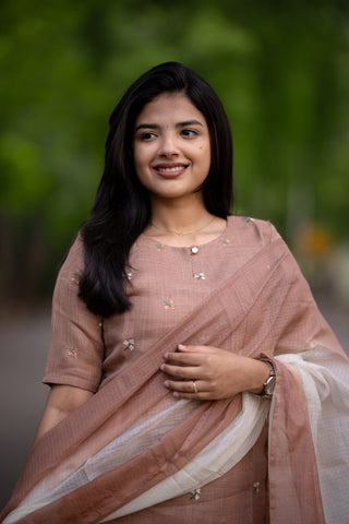 Almond Blush Linen 3 piece suit