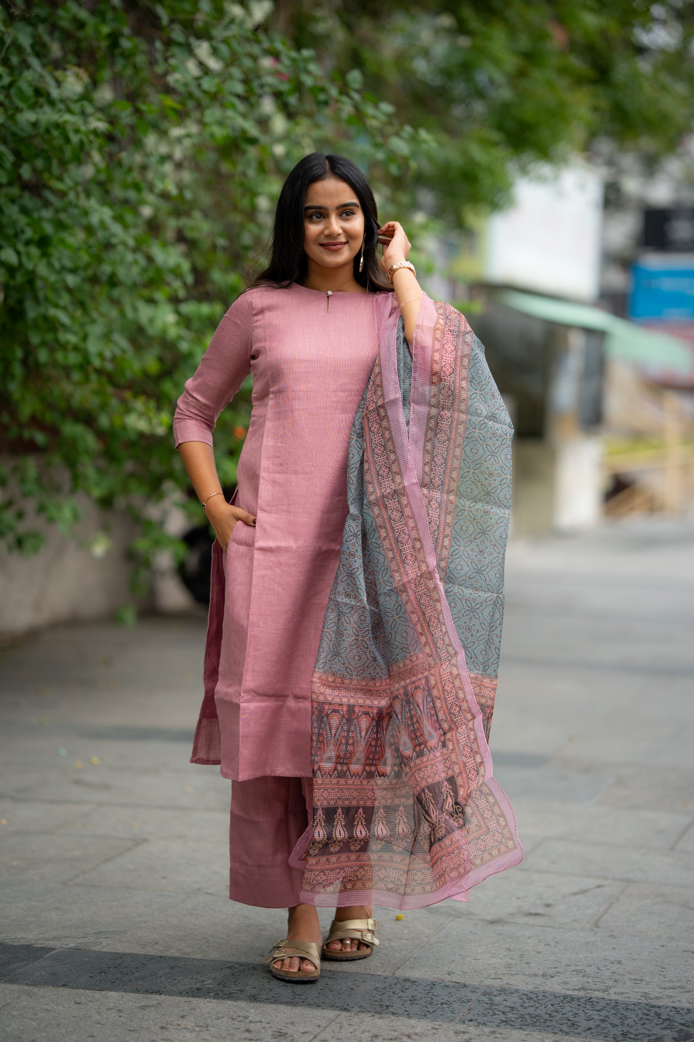 Pink Linen 3 Piece Suit
