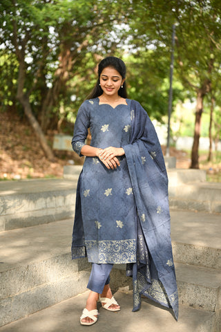 Moonstone Bloom Cotton 3 Piece Suit