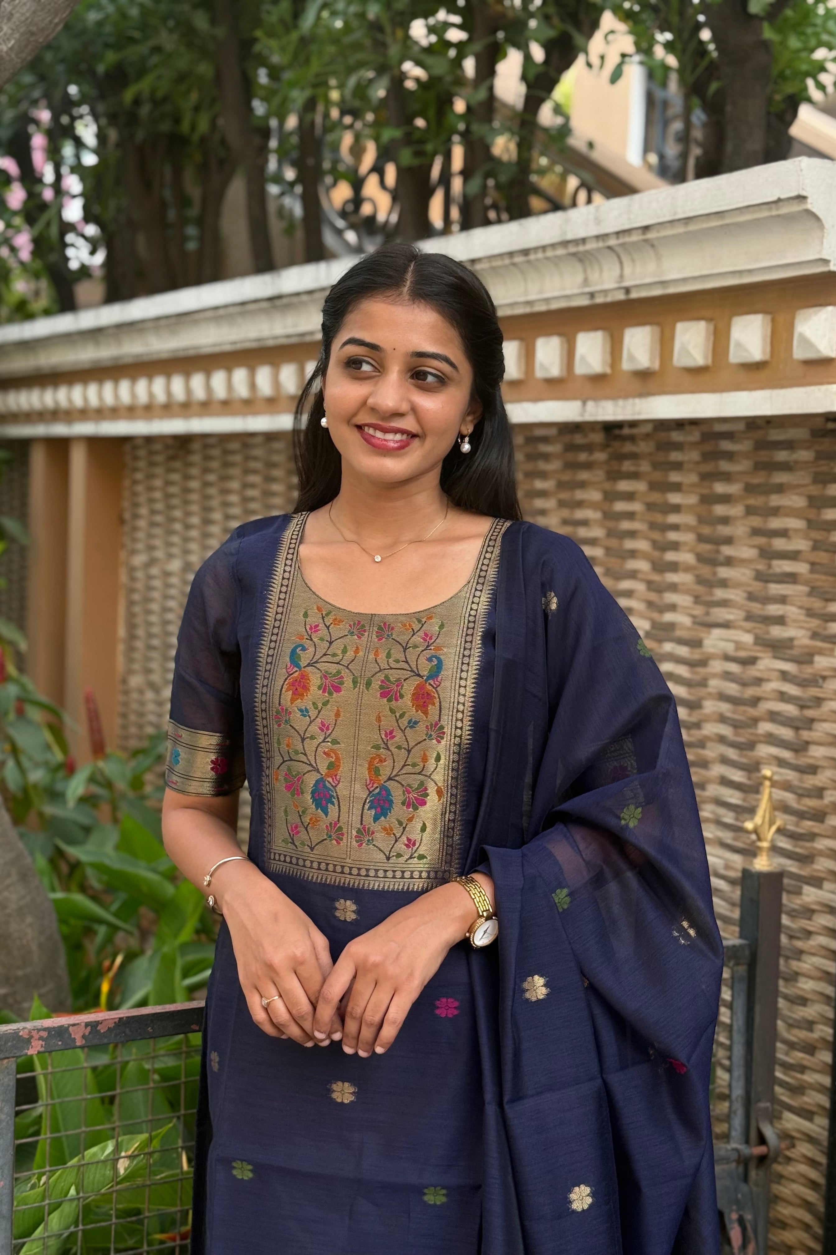 Moonflower jamdhani kurti and dupatta