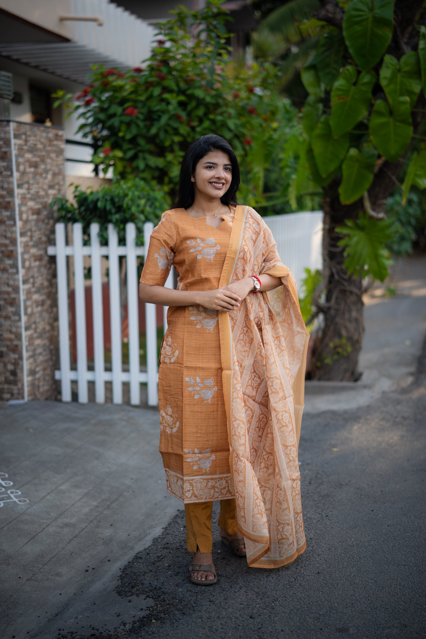 Apricot bloom Munga silk 3 Piece Suit