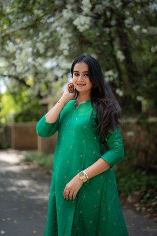 Green Chanderi slub Coords