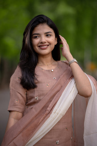 Almond Blush Linen 3 piece suit