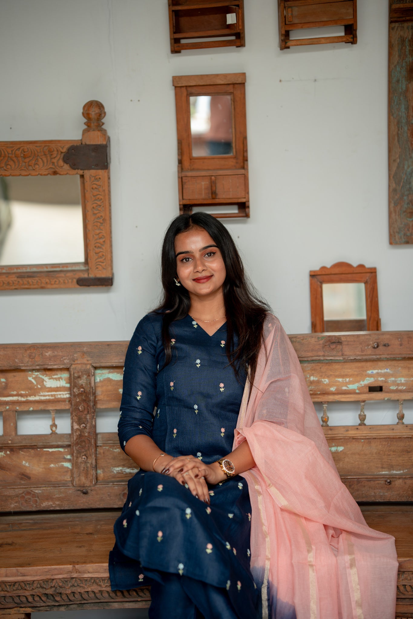 Indigo blush Linen 3 Piece Suit